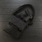 Универсальная сумка тактическая нагрудная, сумка с кобурой из плотной ткани на липучках через плечо Черная - изображение 2