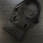Универсальная сумка тактическая нагрудная, сумка с кобурой из плотной ткани на липучках через плечо Черная - изображение 3