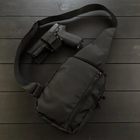 Универсальная сумка тактическая нагрудная, сумка с кобурой из плотной ткани через плечо Черная - изображение 2