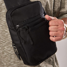 Универсальная сумка тактическая нагрудная, сумка с кобурой из плотной ткани через плечо Черная - изображение 6