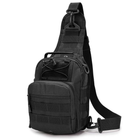 Універсальна сумка тактична нагрудна, військова сумка із щільної тактичної тканини через плече Чорна - зображення 1