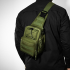 Универсальная сумка тактическая нагрудная, военная сумка из плотной тактической ткани через плечо Хаки - изображение 5