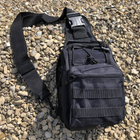 Універсальна сумка тактична нагрудна, військова сумка із щільної тактичної тканини через плече Чорна - зображення 6