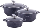 Набор 3 кастрюли Kamille Landes Black 2.3л, 4.5л, 6.5л, с двумя прихватками (KM-4430)