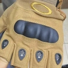 Перчатки тактические беспалые без пальцев бежевые койот размер M - изображение 4