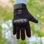 Тактичні рукавички довгопалі (закриті, з пальцями) з гербом чорні XL - зображення 1