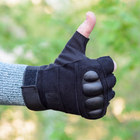 Тактичні рукавички короткопалі (відкриті, без пальців) з гербом чорні L - зображення 8