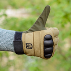 Тактичні рукавички довгопалі (закриті, з пальцями) з гербом койот М - зображення 4