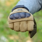 Перчатки тактические длиннопалые (закрытые, с пальцами) с гербом койот L - изображение 10
