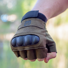 Тактичні рукавички короткопалі (відкриті, без пальців) з гербом хакі М - зображення 8