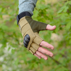 Тактичні рукавички короткопалі (відкриті, без пальців) з гербом койот XXL - зображення 2