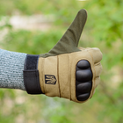 Тактичні рукавички довгопалі (закриті, з пальцями) з гербом койот XL - зображення 4