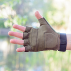 Перчатки тактические короткопалые(открытые, без пальцев) с гербом хаки XL - изображение 6