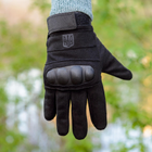 Тактичні рукавички довгопалі (закриті, з пальцями) з гербом чорні XXL - зображення 1
