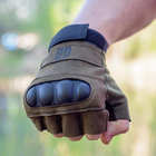 Тактичні рукавички короткопалі (відкриті, без пальців) з гербом хакі XL - зображення 8