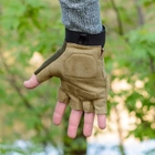 Тактичні рукавички короткопалі (відкриті, без пальців) з гербом койот М - зображення 7