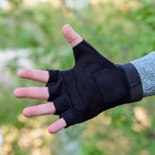 Тактичні рукавички короткопалі (відкриті, без пальців) з гербом чорні М - зображення 6