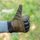 Перчатки тактические длиннопалые (закрытые, с пальцами) с гербом хаки М - изображение 10