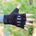 Тактичні рукавички короткопалі (відкриті, без пальців) з гербом чорні XL - зображення 9