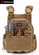 Плитоноска-тактический военный жилет разгрузка, бронежилет ТМ MULTICAM X650 цвет песочный, MOLLE, Cordura 1000D, регулируемый размер - изображение 1
