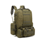 Рюкзак тактичний чоловічий з 3 підсумками Tactical Backpack B08 Oliva на 55 л військовий туристичний для полювання та риболовлі з кріпленням MOLLE - зображення 6