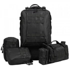 Рюкзак мужской тактический с 3 подсумками Tactical Backpack B08 Чёрный на 55 л военный туристический для охоты и рыбалки с креплением MOLLE - изображение 2