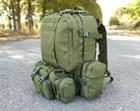 Тактичний рюкзак Tactic рюкзак з підсумками на 55 л. штурмовий рюкзак Олива 1004-olive - зображення 6