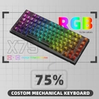 Проволочная механическая клавиатура с возможностью горячей замены, 82 клавиши, переключатели Outemu, цветная подсветка RGB 16.8M, высокопрозрачные клавиатурные колпачки. Цвет – Черный. Английская раскладка (ENG) - изображение 6