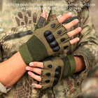 Захисні рукавички без пальців похідні польові Combat з посиленими вставками на кісточках пальців туристичні з регульованим манжетом на липучці L (Kali) - зображення 2