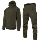 Костюм мужской демисезонный эргономичный ветро - влагозащитный Softshell GenII Оливковый XXL Kali брюки с завышеным поясом на кнопках куртка с капюшоном - изображение 1