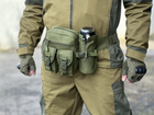 Сумка тактическая городская на пояс Tactical с карманом под бутылку Олива (1026-olive) - изображение 4