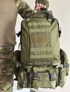 Тактичний рюкзак Raptor з підсумками військовий олива 50 л - зображення 4
