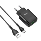 Сетевое зарядне пристрій HOCO C72Q Glorious single port QC3.0 charger set(Type-C) Black