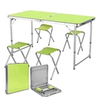 Стол-чемодан складной для пикника Folding Table алюминиевый с четырьмя стульями, Зеленый