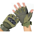 Тактические беспалые перчатки митенки, Зеленый / XL - изображение 7