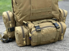 Рюкзак тактичний військовий 60 л з підсумками MOLLE водостійкий , військовий рюкзак Oxford 600D Койот - зображення 6