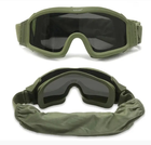 Тактические очки, военные солнцезащитные очки для стрельбы на 3 линзы Tactic олива - зображення 2