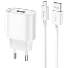 Сетевое зарядное устройство адаптер Hoco C109A USB QC3.0 18W + MicroUSB быстрая зарядка для телефона блочек