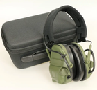 Активные защитные наушники шумоподавляющие Wosport HD-17 гарнитура с функцией Bluetooth с динамиками и микрофоном складные оливковые в чехле (Kali) - изображение 1