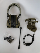 Активные защитные наушники шумоподавляющие Wosport HD-17 гарнитура с функцией Bluetooth с динамиками и микрофоном складные оливковые в чехле (Kali) - изображение 3