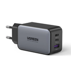 Зарядное устройство Ugreen GaN 65 Вт высокоскоростной с 3 портами 2хUSB-C 1хUSB-A Dark Grey (CD244)