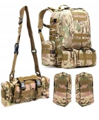 Рюкзак с подсумками армейский тактический 50 л мультикам - изображение 5