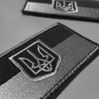Шеврон Прапор України з тризубом на липучці Safety 7х5 см Чорно-сірий (польова версія) - зображення 3