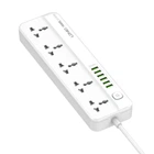 Мережевий зарядний пристрій подовжувач Ldnio SC5614 6 USB 5 розеток 2m White