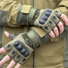 Тактические безпалые перчатки Tactic армейские перчатки с защитой костяшек размер М цвет Олива (oakley-olive-m) - изображение 1