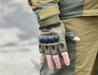Тактические безпалые перчатки Tactic армейские перчатки с защитой костяшек размер М цвет Олива (oakley-olive-m) - изображение 6