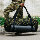 Сумка-баул-рюкзак, баул армійський Оксфорд тактична на 120 л Камуфляж із кріпленням для каремату та саперної лопати. - зображення 6