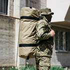 Баул-сумка військова, Оксфорд баул армійський 100 л тактичний баул, тактичний баул-рюкзак, койот - зображення 3