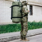 Сумка-баул-рюкзак, баул армейский Оксфорд 120 л тактический баул, олива с креплением для каремата и саперной лопаты. - изображение 2