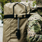 Баул-сумка військова, Оксфорд баул армійський 120 л тактичний баул, тактичний баул-рюкзак, койотм із клапаном, кріпленням для каремату та саперної лопати. - зображення 4